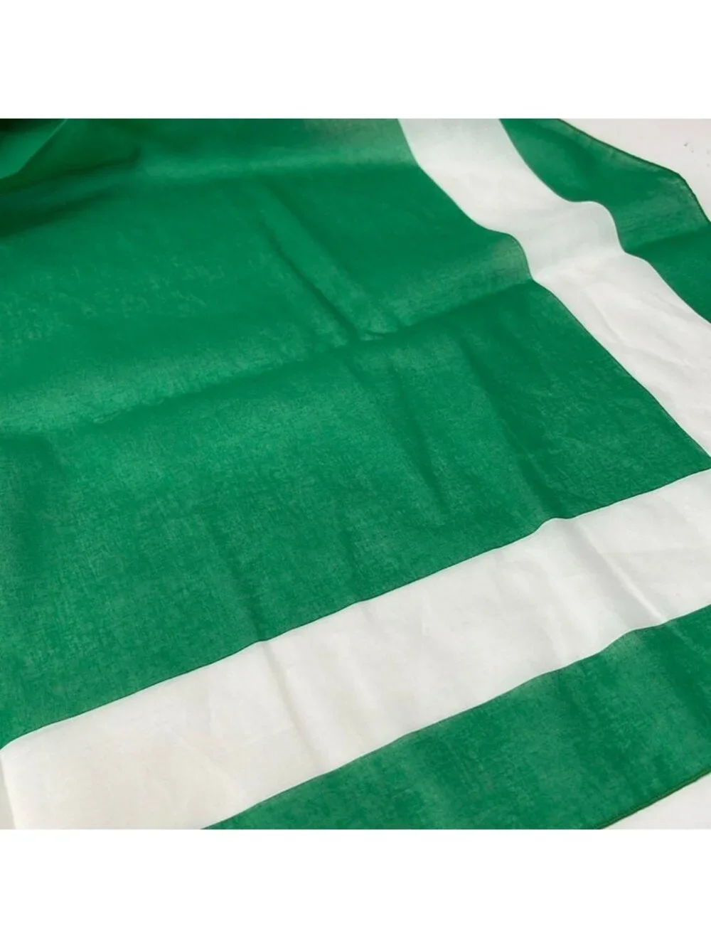 Hermes Shawl Green White Cotton Scarf